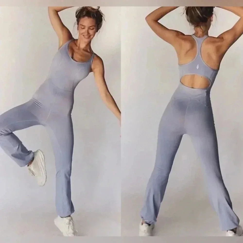 NWT FP free people movement Let’s Bounce One Piece jumpsuit purple size s